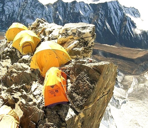 by distantpeak on Flickr.High camp on the edge, Ama Dablam Expedition, Nepal.