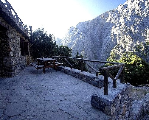 Panoramic view of the entrance in Samaria Gorge, Crete Island, Greece