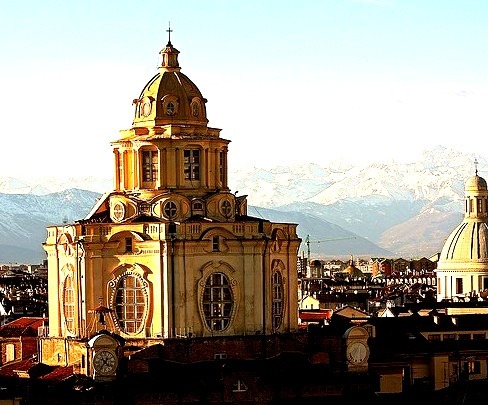 Dome of San Lorenzo seen from the Tower of Palazzo Madama, Turin, Italy
