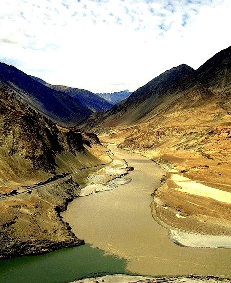 A tale of two rivers, the confluence of Indus and Zanskar in Ladakh, India