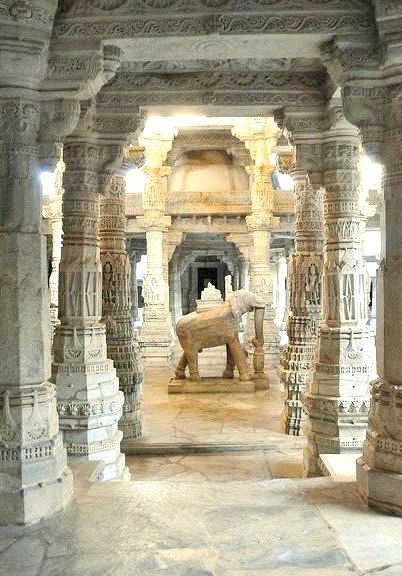 The jain temple at Ranakpur in Rajasthan / India